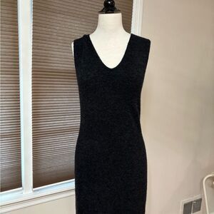 Vince Charcoal Sleeveless V Neck Sweater Dress